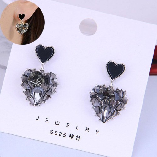 S925 silver  high quality Korean style fashion sweetOL concise bright love personality temperament ear stud