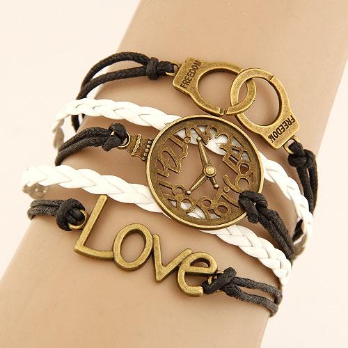 occidental style retro  creative all-PurposeLOVE    Alloy fitting handmade multilayer weave bracelet