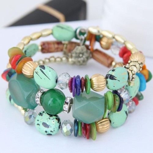 occidental style trend  concise customs Shells turquoise mash up multilayer temperament fashion lady bangle