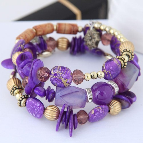 occidental style trend  concise customs Shells turquoise mash up multilayer temperament fashion lady bangle