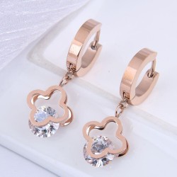 fine occidental style fashion titanium steel ear stud  concise four leaf zirco..