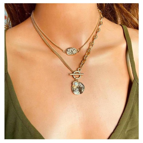 Autumn and Winter personality gold Word chain Alloy pendant   retro occidental style women geometry necklace