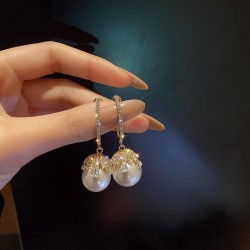 silver zircon Pearl earrings retro earring Korea big fashion temperament Earri..