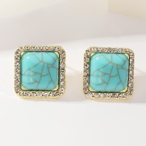  occidental style fashion  brief personality geometry ear stud Earring square diamond resin earrings