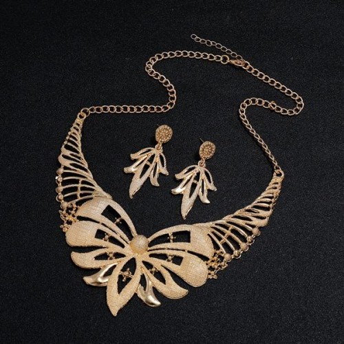 occidental style Alloy fashion brief hollow pattern necklace earrings set