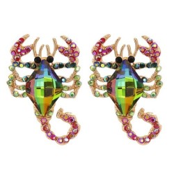  occidental style Earring ethnic style color personality diamond ear stud