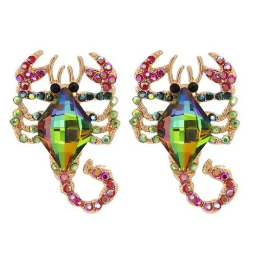  occidental style Earring ethnic style color personality diamond ear stud