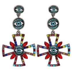  occidental style Earring personality color cross ear stud Alloy diamond hollo..