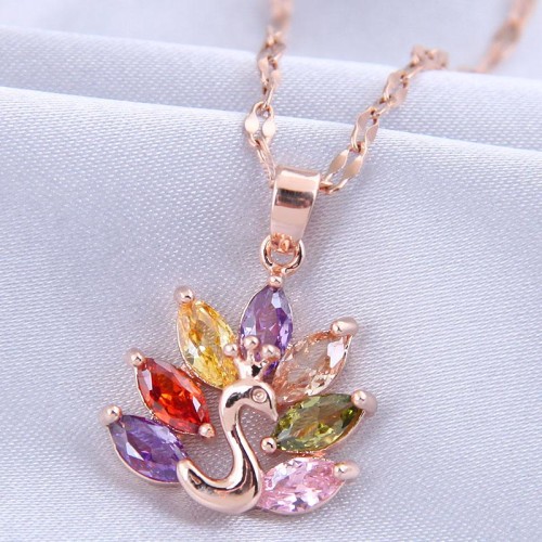 fine  Korean style fashion sweetOL peacock color zircon personality woman necklace