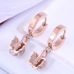 fine occidental style fashion titanium steel ear stud  concise butterfly zirco..