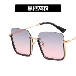 ( Black frame  gray  pink)retro black Sunglasses woman square ant-ultravolet s..