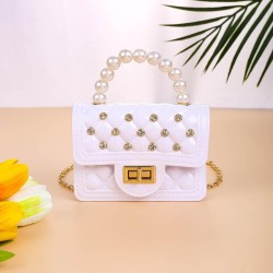 Pearl portable Jelly bag shoulder messenger bag Mini handbag portable Lingge b..