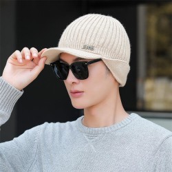  hat man style cap short knitting man baseball cap high pure color warm wool