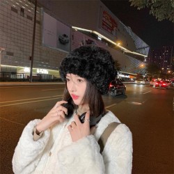 Winter hat Korean style pure color velvet thick wind lady samll knitting