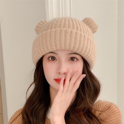 hat Winter girl student lovely woolen pure color Korean style knitting wind wa..
