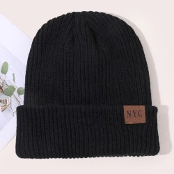 Autumn and Winter hat occidental style pure color warm wind knitting woman