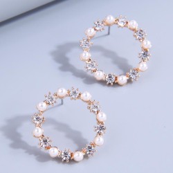 fashion sweetOL flash diamond Pearl concise circle temperament personality ear..