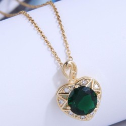 fashion bronze embed Zirconium color gem love sweetOL personality woman neckla..