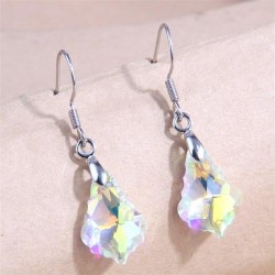 fashion sweetOL concise leaf crystal personality earrings