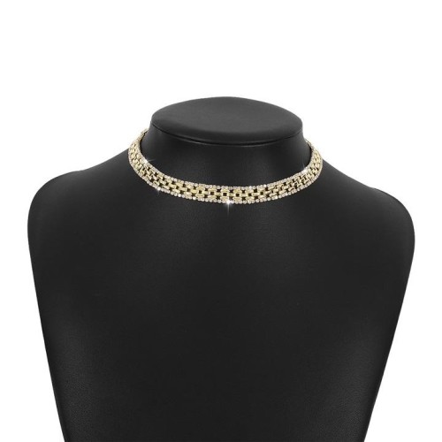  wind retro row diamond chain  Metal brief wind Rhinestone claw chain personality fashion necklace