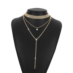 occidental style fashion necklace  long style fully-jewelled claw chain multil..