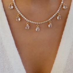  retro chain  geometry drop pendant necklace layer personality clavicle