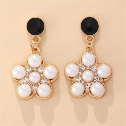  occidental style brief Rhinestone circle ear stud twining Pearl earrings woma..