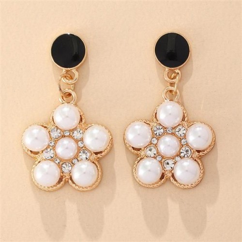  occidental style brief Rhinestone circle ear stud twining Pearl earrings woman earring samll fashion woman Ea