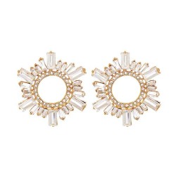 occidental style brief fashion Earring geometry brief Alloy crystal diamond ea..