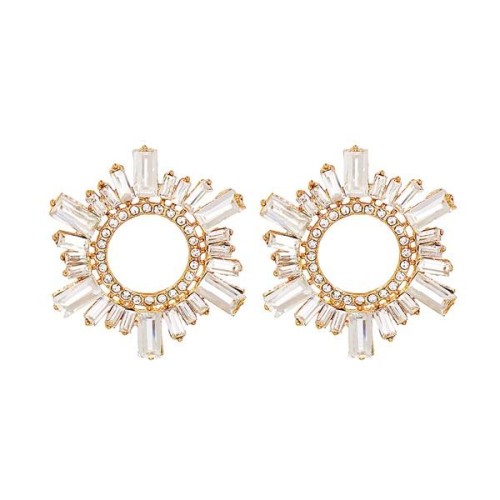 occidental style brief fashion Earring geometry brief Alloy crystal diamond ear stud woman personality