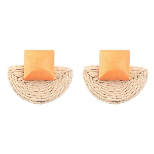 summer square half Round weave geometry earrings woman occidental style temperament ear stud