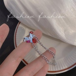  Rhinestone love tassel Ear clip woman wind high tassel unique Earring