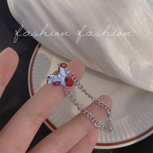  Rhinestone love tassel Ear clip woman wind high tassel unique Earring