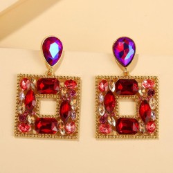 occidental style trend creative geometry exaggerating square Rhinestone earrin..