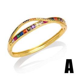 occidental style bangle  samll high embed color zircon opening geometry leaves..