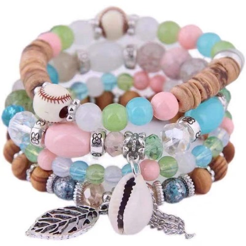 fashion trend concise all-Purpose leaves tassel gorgeous multilayer temperament bracelet