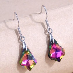 fashion sweetOL concise leaf crystal personality earrings