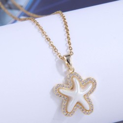 fashion bronze embed Zirconium starfish sweetOL personality woman necklace