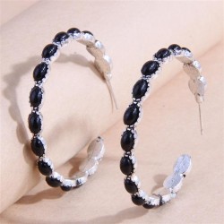 fashion retro Metal concise mosaic turquoise exaggerating temperament ear stud