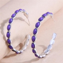 fashion retro Metal concise mosaic turquoise exaggerating temperament ear stud