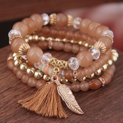 fashion trend concise all-Purpose Colorful Acrylic beads tassel leaves tempera..