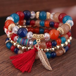 fashion trend concise all-Purpose Colorful Acrylic beads tassel leaves tempera..