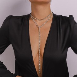 occidental style chain  claw chain tassel long style fashion necklace Rhinesto..