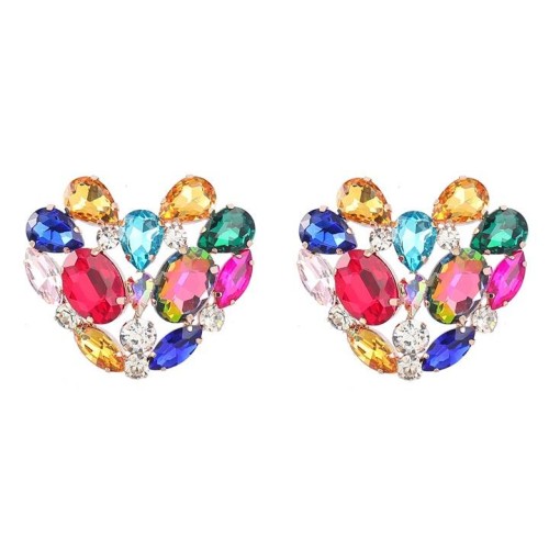 earrings super claw chain series Alloy diamond heart-shaped earrings woman occidental style fully-jewell