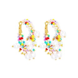 occidental style fashion creative geometry beads Pearl Bohemia earrings wind e..