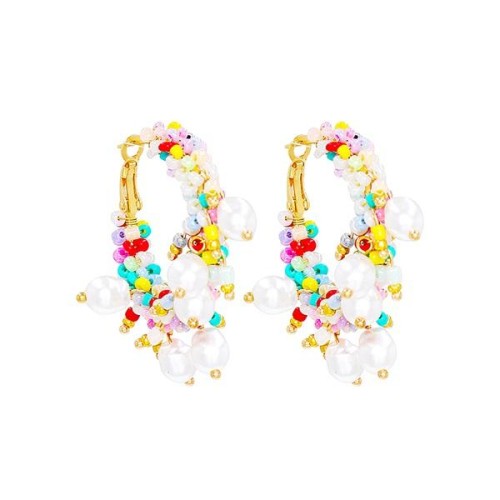 occidental style fashion creative geometry beads Pearl Bohemia earrings wind ear stud personality woman