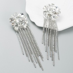  occidental style retro Alloy embed Rhinestone tassel earring woman long styl..