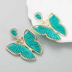 occidental style fashion Alloy handmade weave butterfly earrings creative exag..