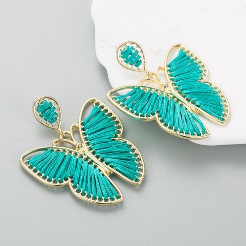 occidental style fashion Alloy handmade weave butterfly earrings creative exaggerating trend hollow Earring