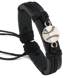 brief handmade weave black leather bracelet Alloy occidental style rope